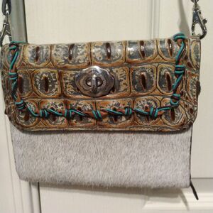 Lonestead Range Genuine Embossed Leather Cowhide Western Crossbody Bag Purse